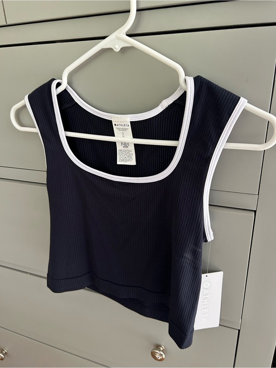 Athleta Tops - Athleta navy Ribbed Tank with White Trim